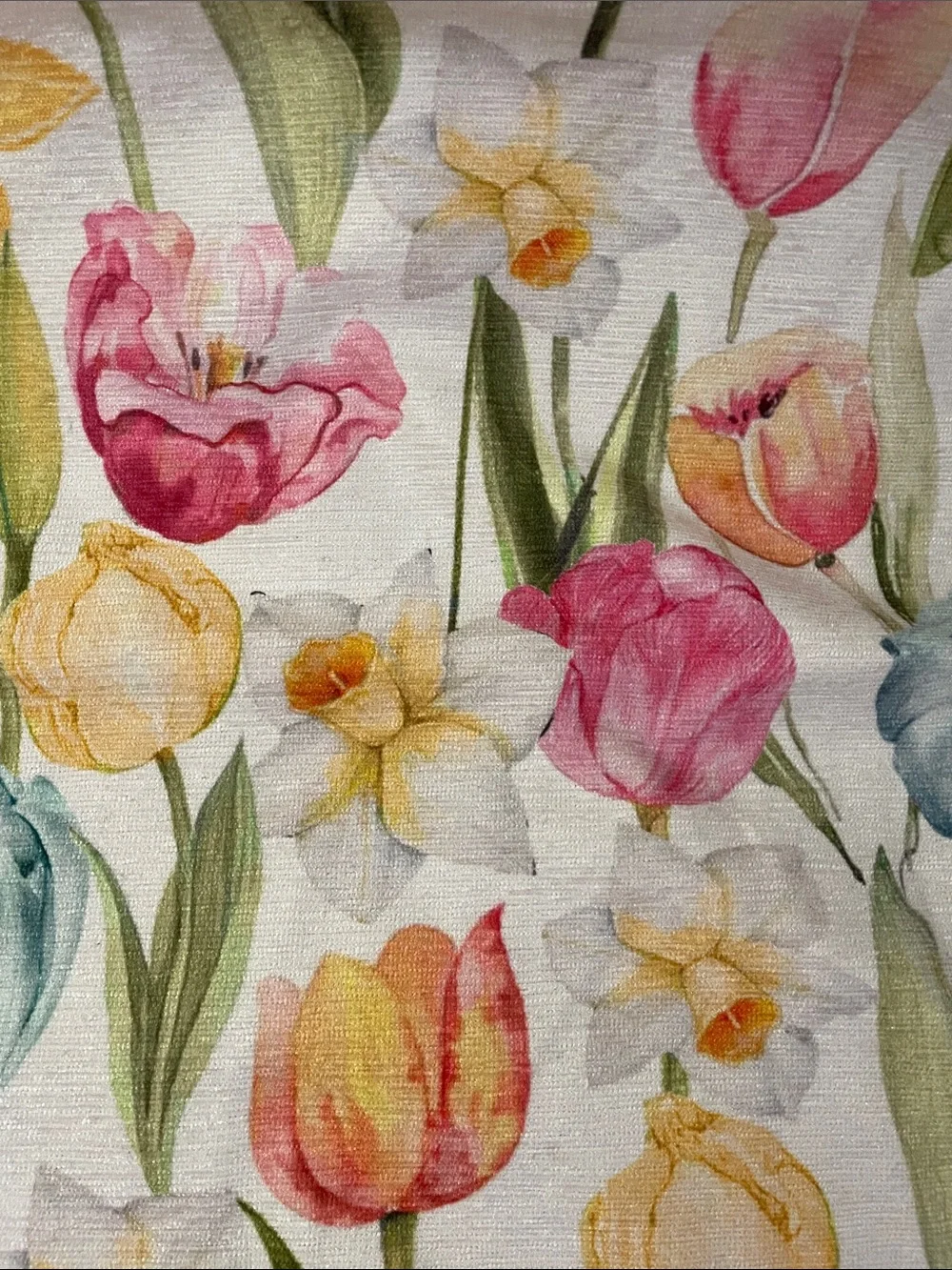 Shabby Chic Floral Tulip & Daffodil Table Runner Pastel Multicolor 70x16